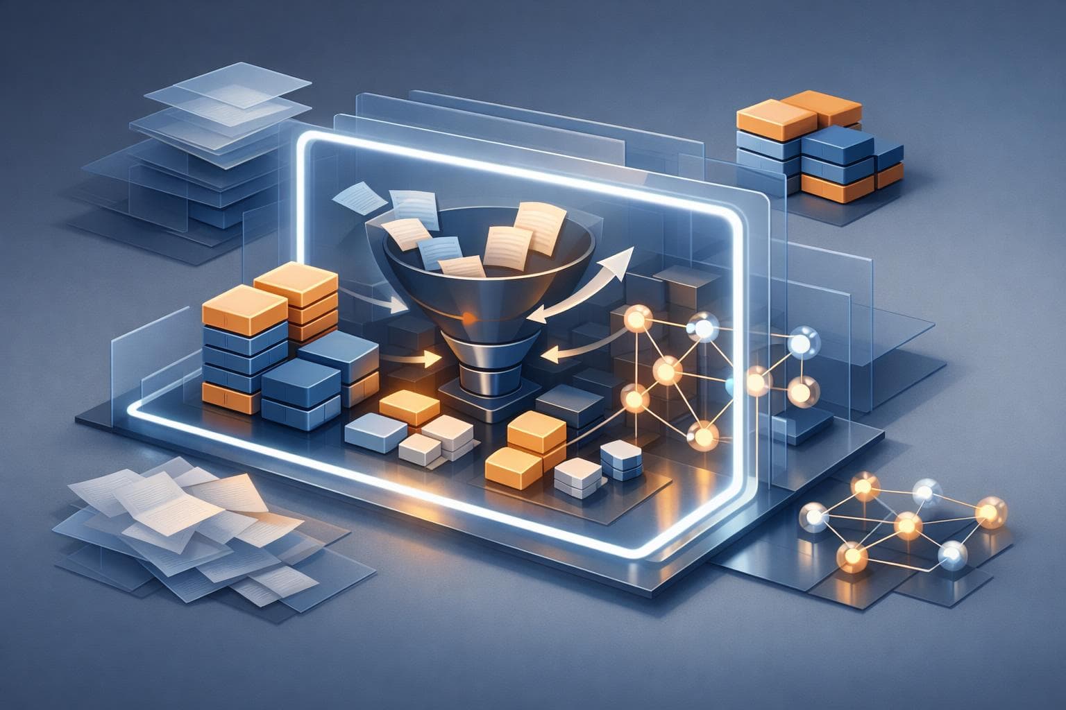 Abstract agent runtime sorting documents, memory blocks and pointer nodes inside a bounded context frame.